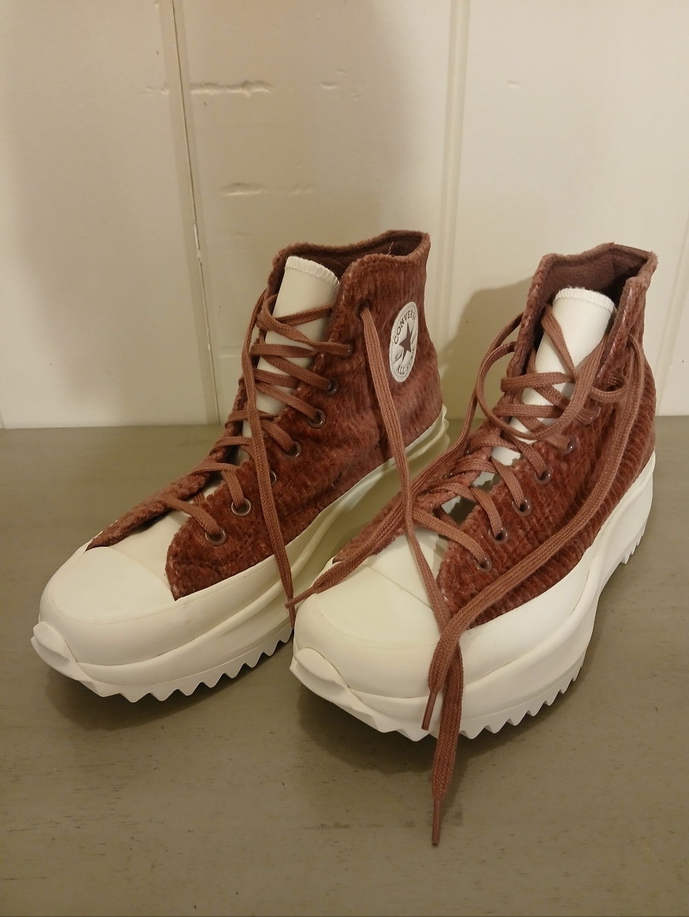 Converse 10 Platform Run Star Hike Chunky High-Top Mauve Purple Corduroy Shoes - Picture 11 of 15
